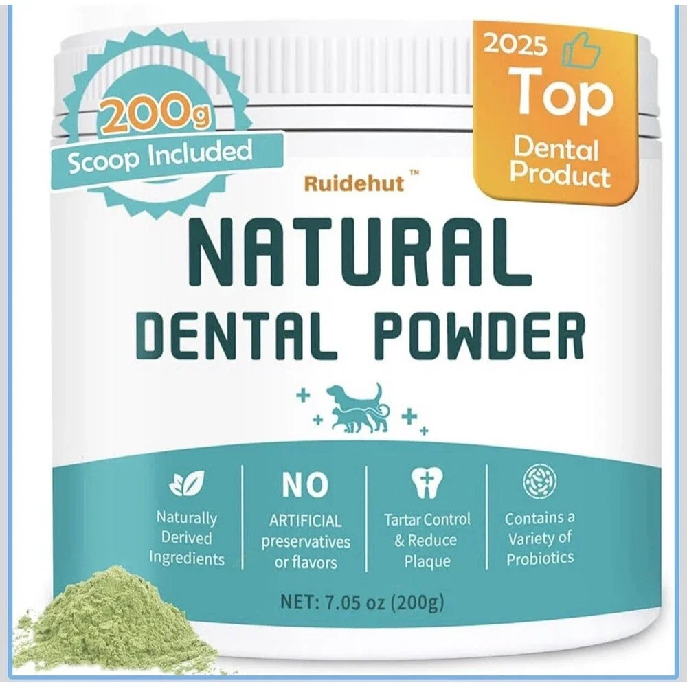 Ruidehut Natural Dental tooth Powder for Cats & Dogs 2 Pack 7.05 Oz Each